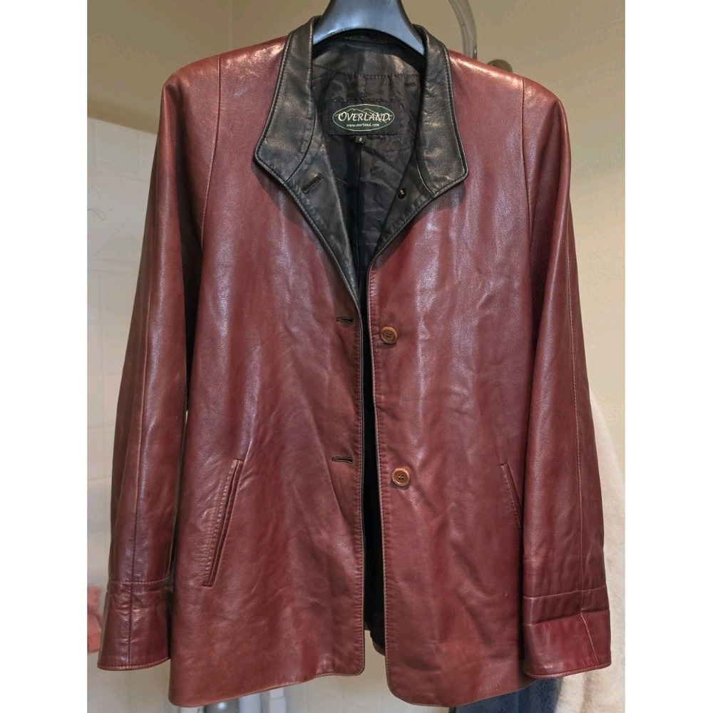 Beautiful Buttery Soft Overland Womens Lambskin Leather Jacket Size 8